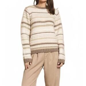 NEW SAGE & CLARE everett pullover sweater in walnut combo